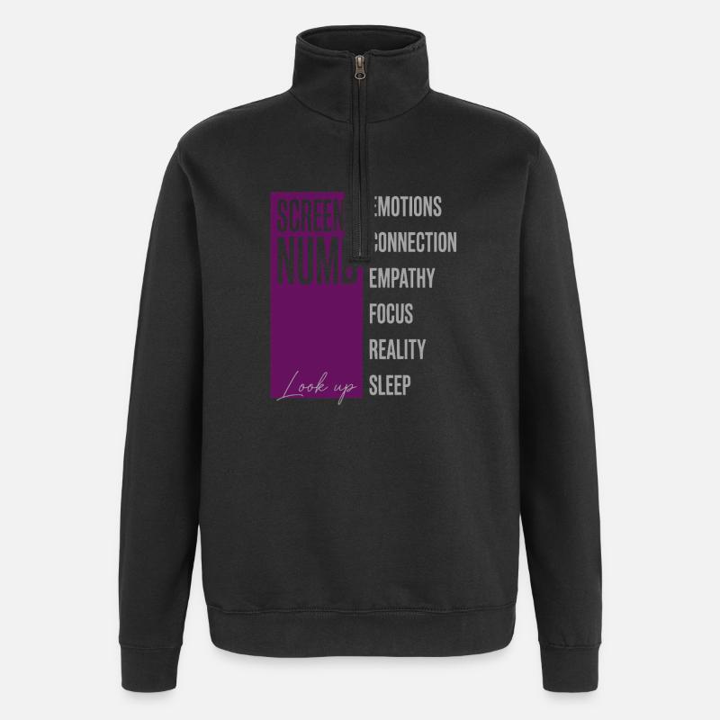 Écrans anti-IA engourdis - Sweat à zip 1/4 - noir