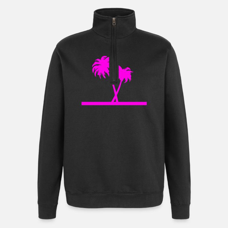 Palm trees - Quarter-Zip Sweatshirt - black