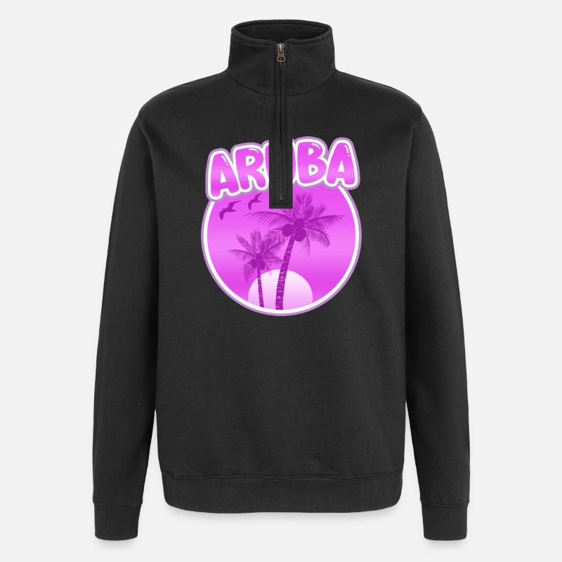 Aruba als Strand - Quarter-Zip-Sweatshirt - Schwarz