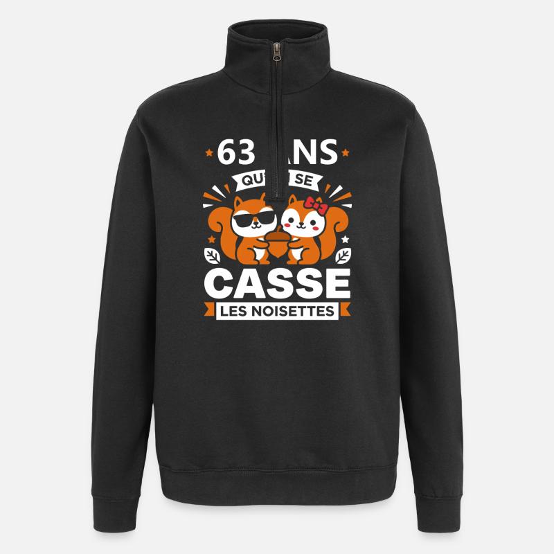 63 Ans: Cassé les Noisettes - Sweat à zip 1/4 - noir