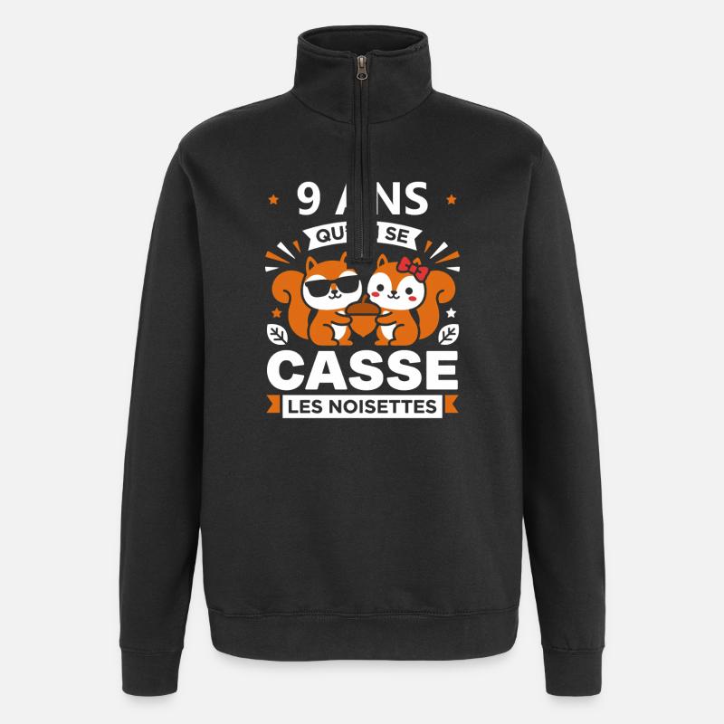 Souris 9 Ans Noisettes - Sweat à zip 1/4 - noir