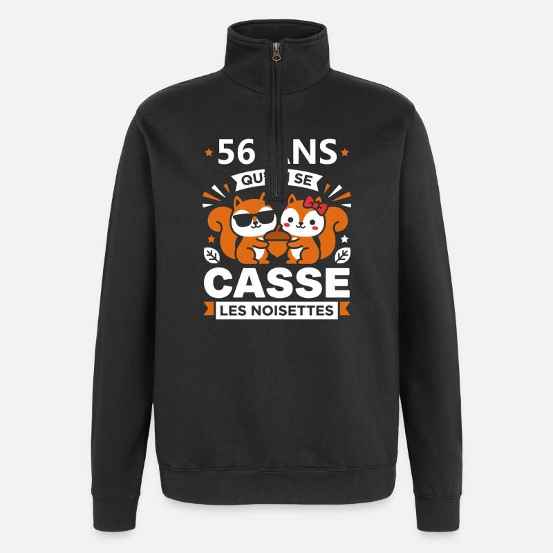 56 Ans: Cassé les Noisettes - Sweat à zip 1/4 - noir