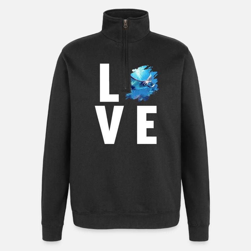 Rochen Mantarochen - Quarter-Zip-Sweatshirt - Schwarz