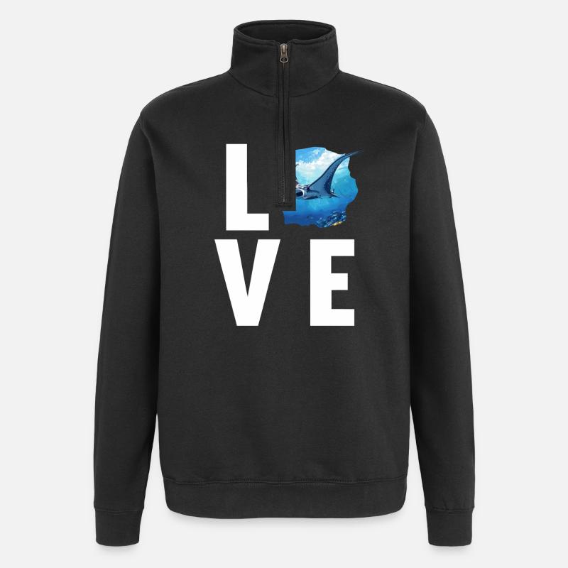 Rochen Mantarochen - Quarter-Zip-Sweatshirt - Schwarz
