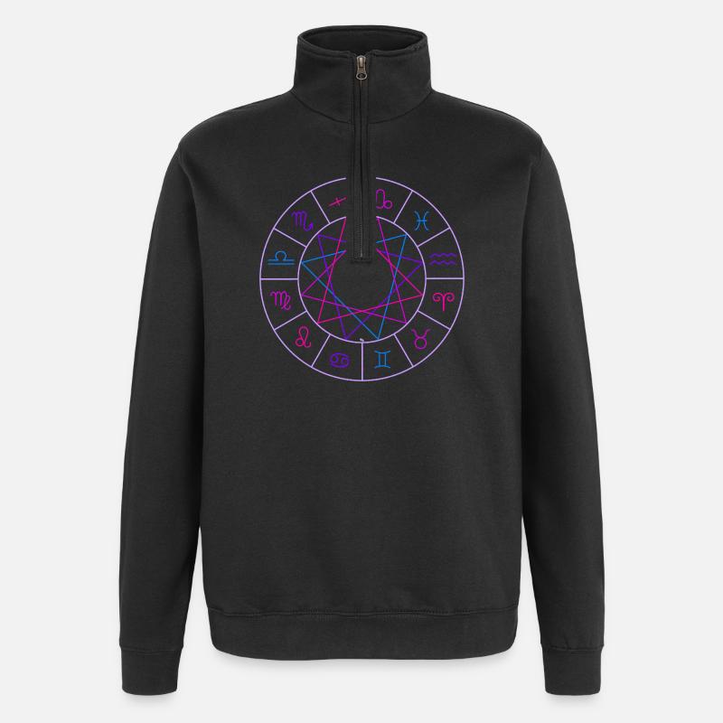 Rad der 12 Tierkreiszeichen - Quarter-Zip-Sweatshirt - Schwarz