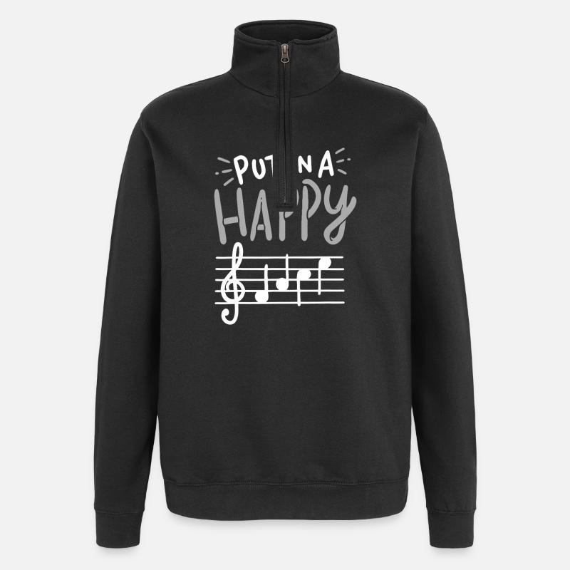 Leg eine fröhliche Melodie auf - Quarter-Zip-Sweatshirt - Schwarz