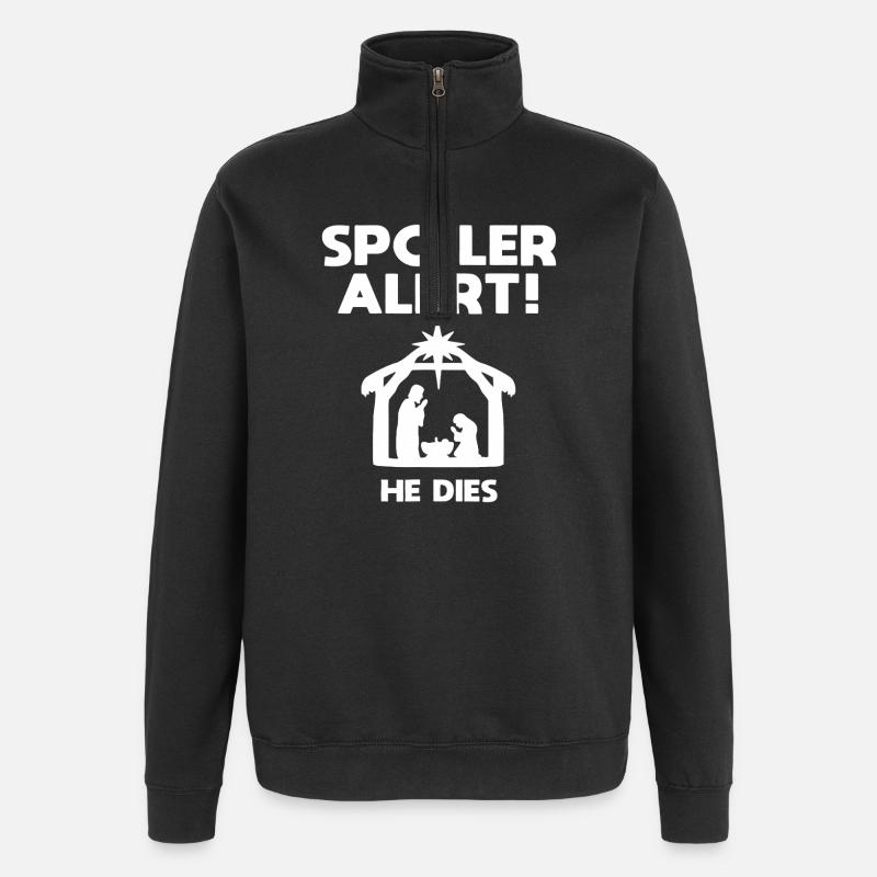 Spoiler Alert Nativity Twist - Quarter-Zip Sweatshirt - black
