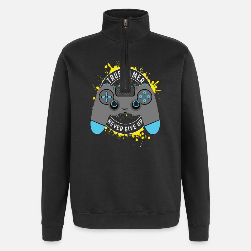 True Gamer - Ne jamais abandonner - Sweat à zip 1/4 - noir