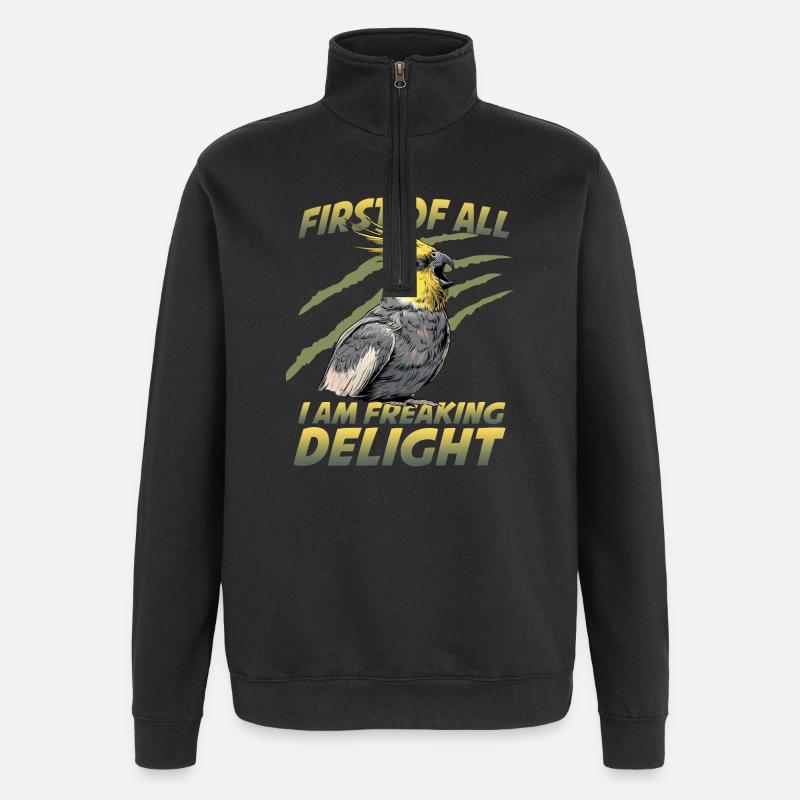 Perroquet oiseau calopsitte Nymphicus hollandicus - Sweat à zip 1/4 - noir