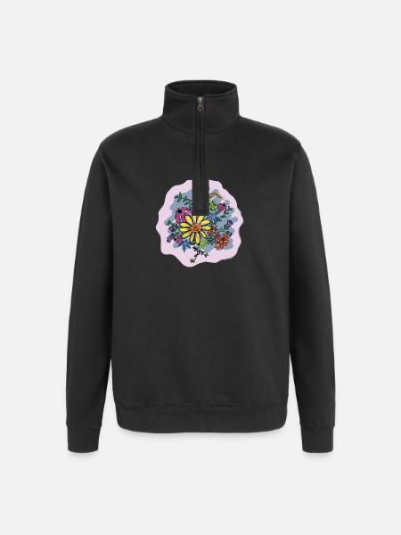 Buntes Blumenbouquet Illustration - Quarter-Zip-Sweatshirt - Schwarz