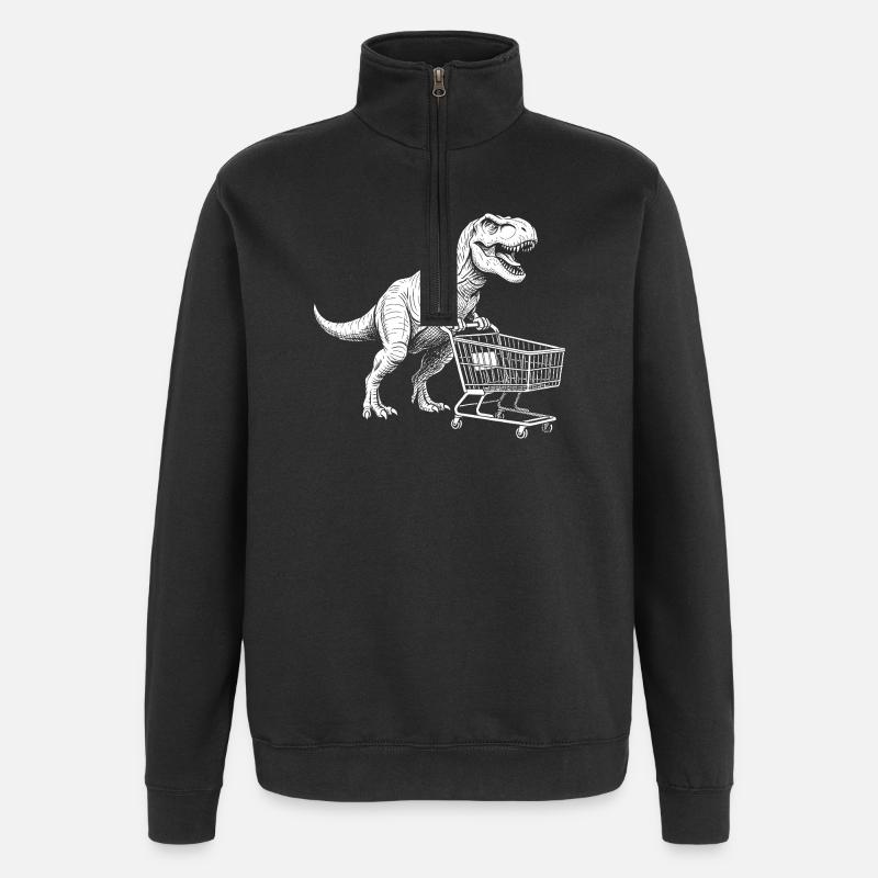 Dino Shopper : T-Rex avec chariot - Sweat à zip 1/4 - noir