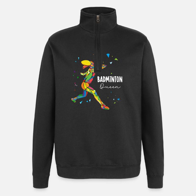 Badminton Queen Rainbow Smash - Quarter-Zip Sweatshirt - black