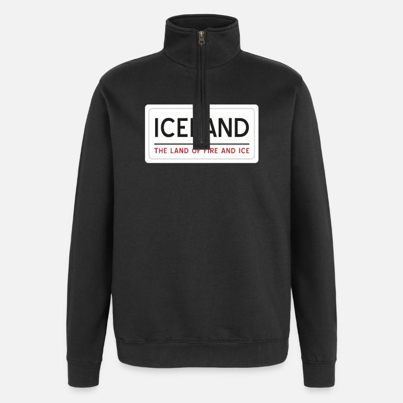 Island-Zeichen - Quarter-Zip-Sweatshirt - Schwarz