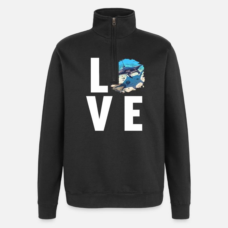 Raies Manta Raies - Sweat à zip 1/4 - noir