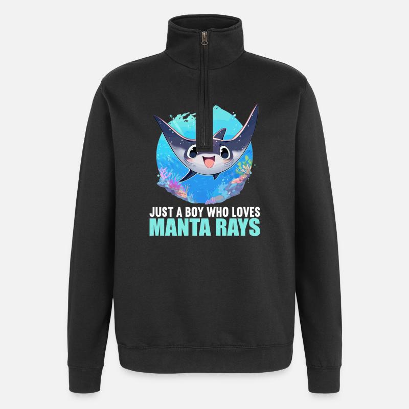 Rochen Mantarochen - Quarter-Zip-Sweatshirt - Schwarz