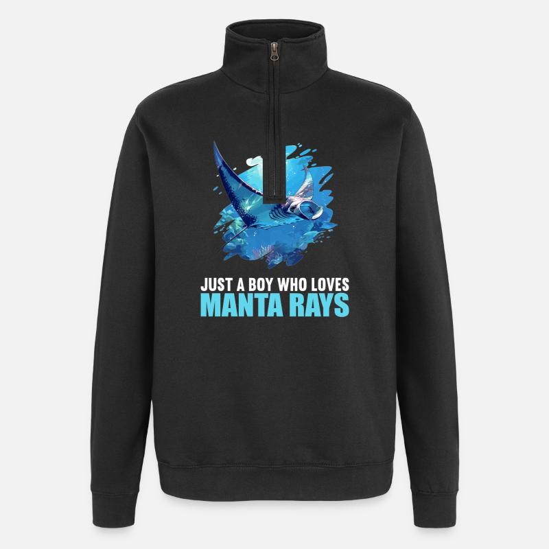 Rochen Mantarochen - Quarter-Zip-Sweatshirt - Schwarz