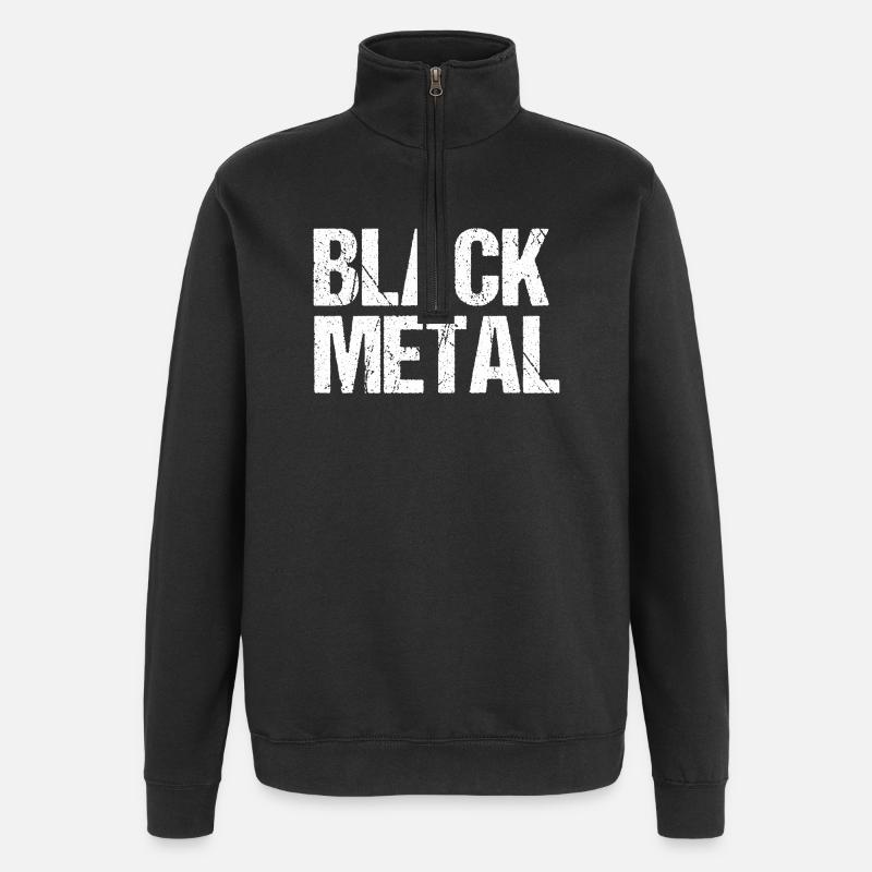 Black Metal Distressed Text - Quarter-Zip Sweatshirt - black