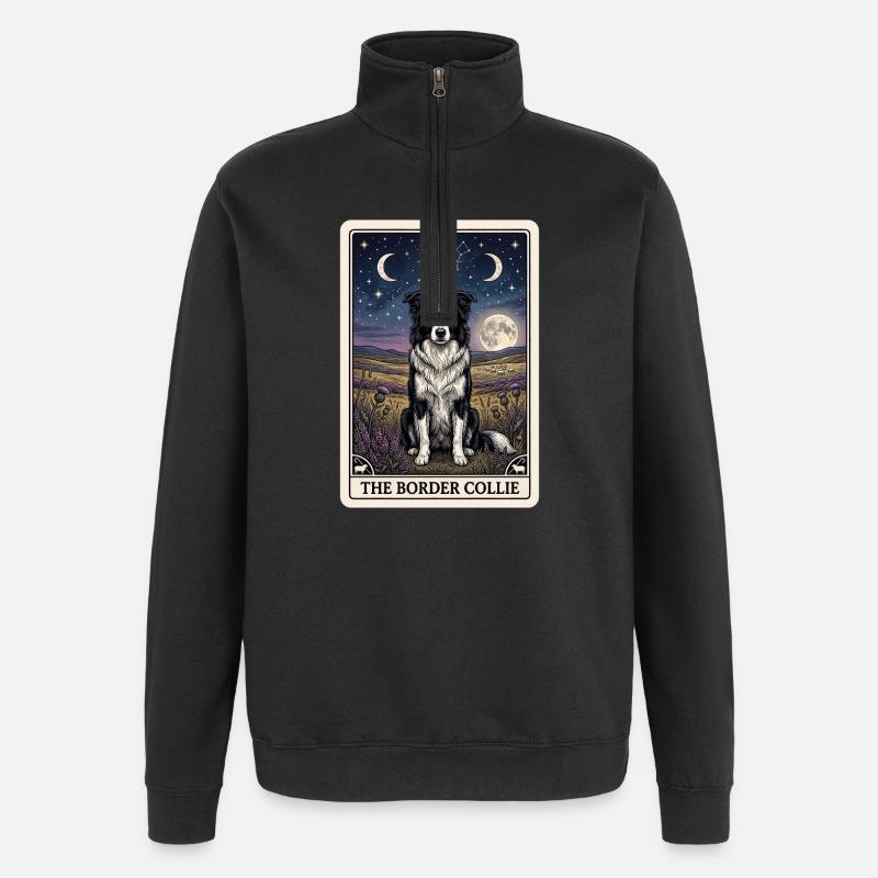 Border Collie Tarotkarte - Quarter-Zip-Sweatshirt - Schwarz