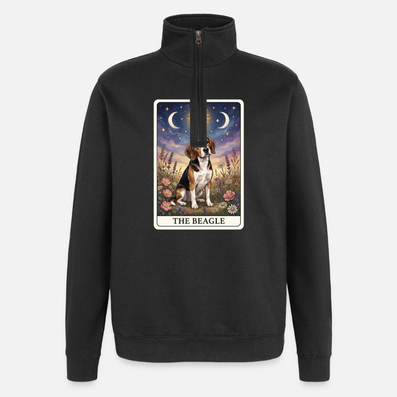 Beagle Tarotkarte - Quarter-Zip-Sweatshirt - Schwarz