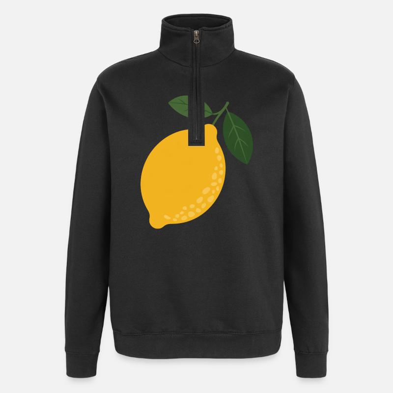 Zitrus-Illustration mit Zitronenblättern - Quarter-Zip-Sweatshirt - Schwarz