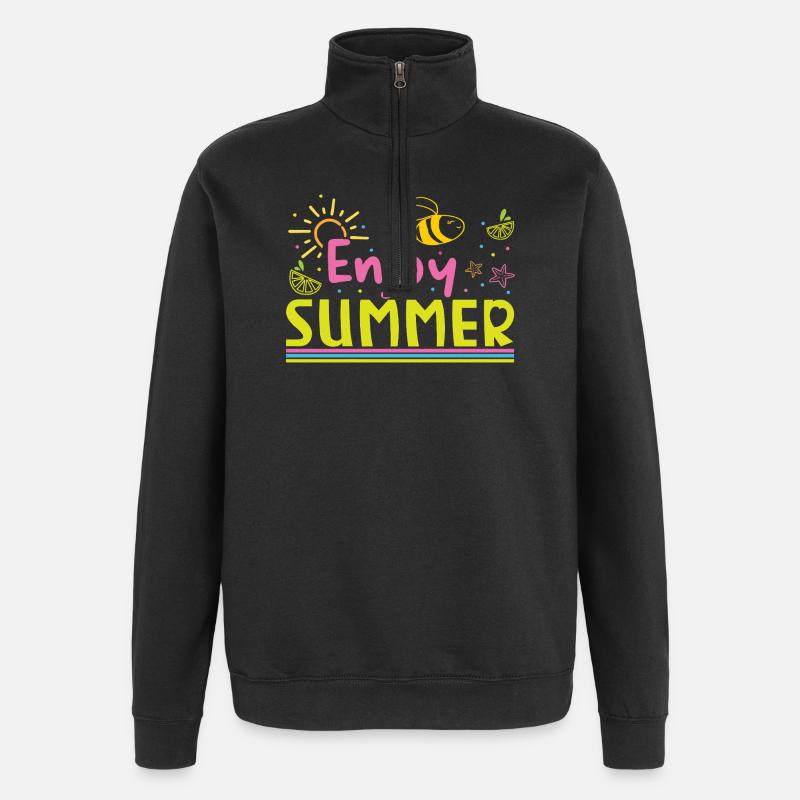Enjoy the summer - Quarter-Zip-Sweatshirt - Schwarz