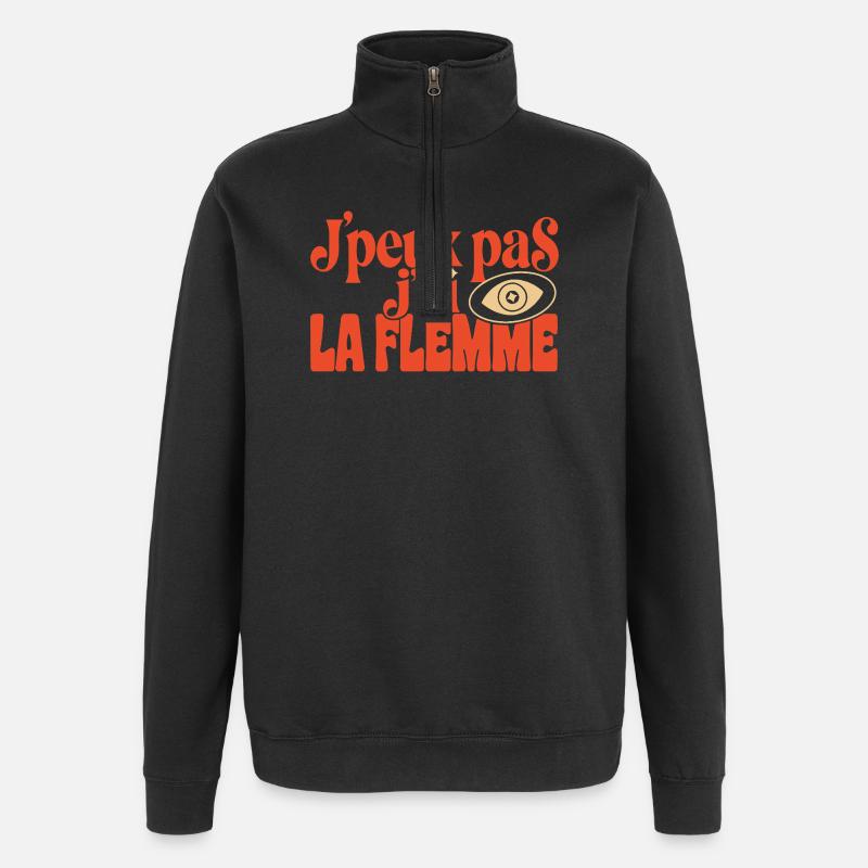 Flemme Pop Œil Retro - Sweat à zip 1/4 - noir