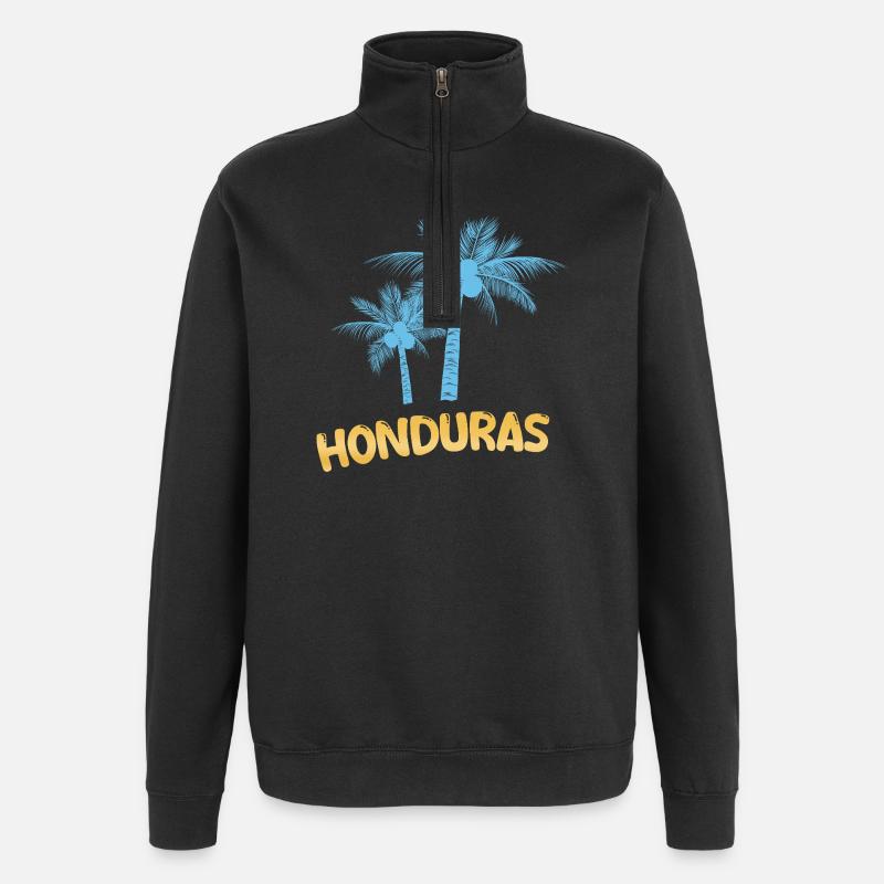 Honduras als Palmen - Quarter-Zip-Sweatshirt - Schwarz