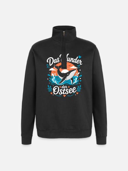 Wunder der Ostsee – Wal & Sonne - Quarter-Zip-Sweatshirt - Schwarz