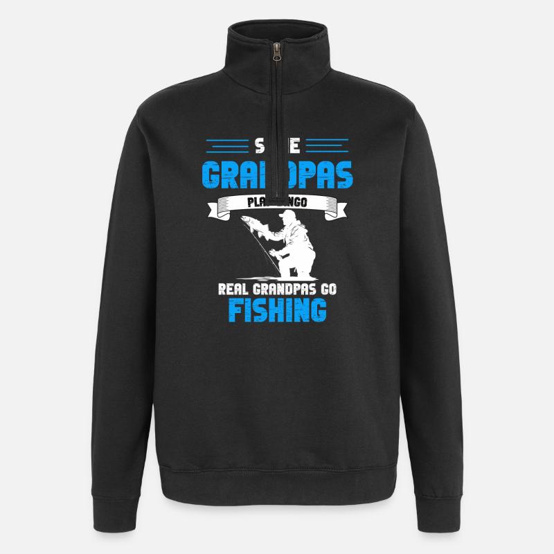 Echte Grandpas Fish - Quarter-Zip-Sweatshirt - Schwarz