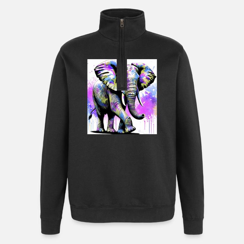 Elefant - Quarter-Zip-Sweatshirt - Schwarz