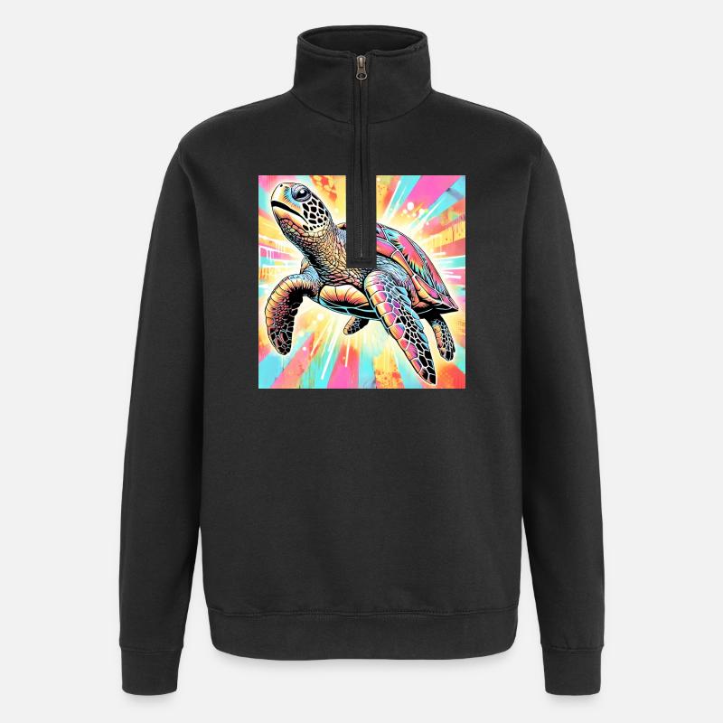 Schildkröte - Quarter-Zip-Sweatshirt - Schwarz