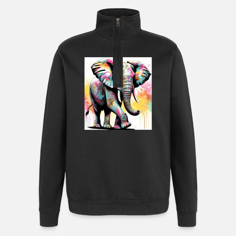 éléphant - Sweat à zip 1/4 - noir