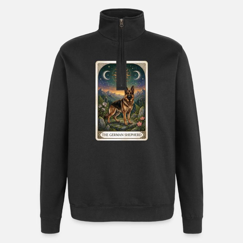 Deutscher Schäferhund Tarot - Quarter-Zip-Sweatshirt - Schwarz
