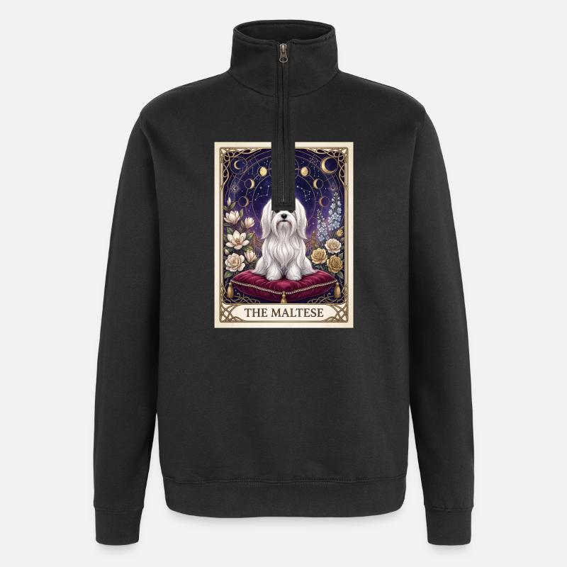Der Malteser im Sternenhimmel - Quarter-Zip-Sweatshirt - Schwarz