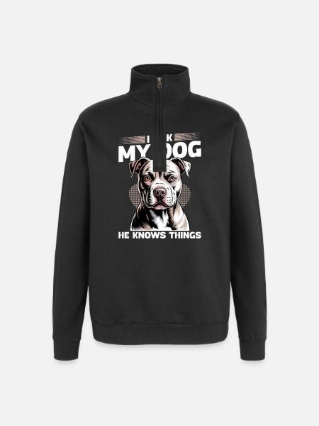 Pitbull Terrier Pittie Dog Breed - Quarter-Zip Sweatshirt - black