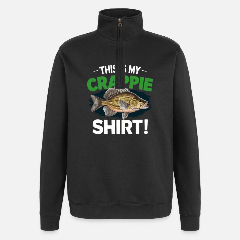 Crappie Shirt Saying - Quarter-Zip Sweatshirt - black