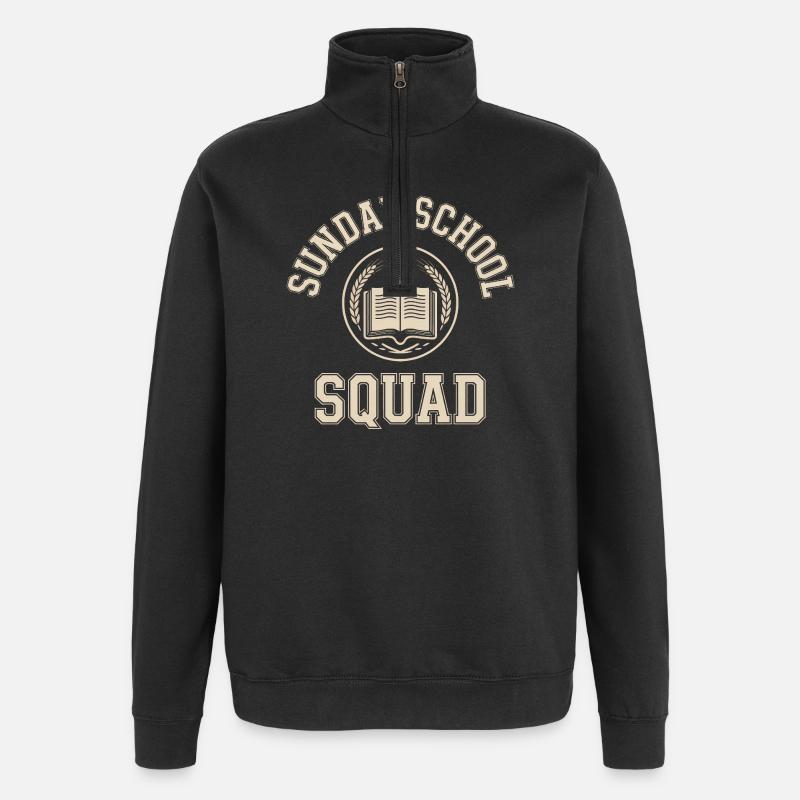 Sunday School Squad Emblem - Quarter-Zip Sweatshirt - black