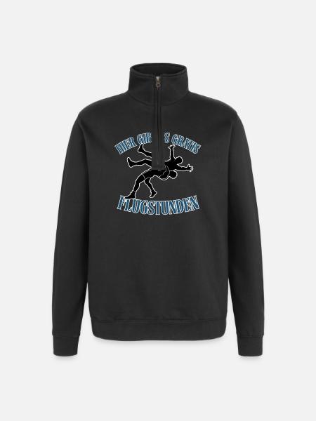 Kostenlose Flugstunden – Kampf-Silhouette - Quarter-Zip-Sweatshirt - Schwarz