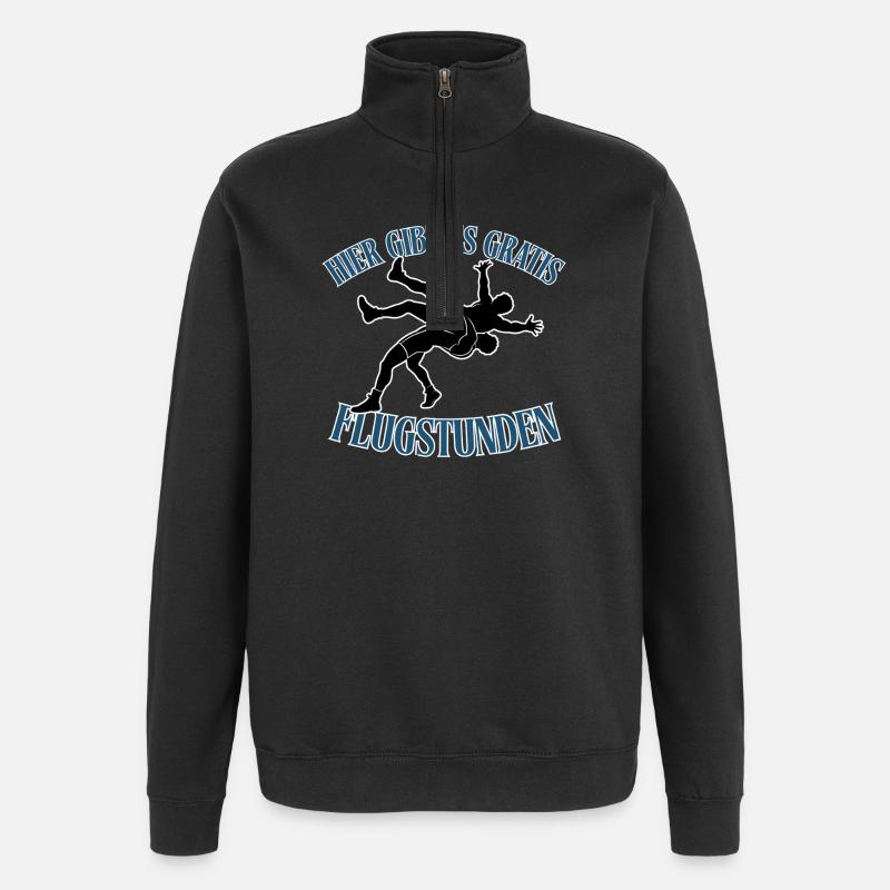 Kostenlose Flugstunden – Kampf-Silhouette - Quarter-Zip-Sweatshirt - Schwarz
