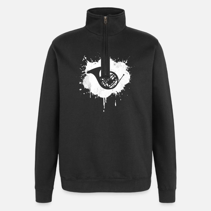French horn sketch - Quarter-Zip Sweatshirt - black
