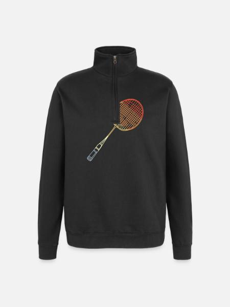 Badmintonschläger Skizze - Quarter-Zip-Sweatshirt - Schwarz