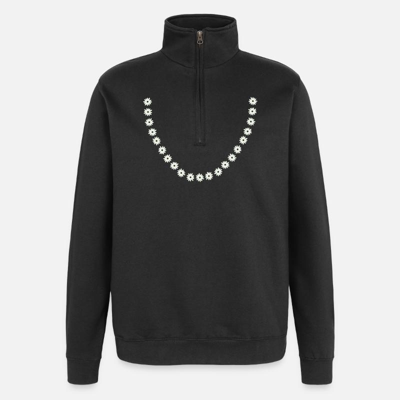 Couronne de fleurs de marguerite - Sweat à zip 1/4 - noir
