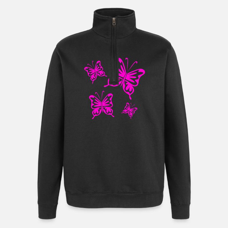 Butterflies - Quarter-Zip Sweatshirt - black