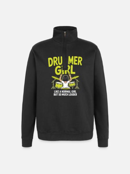 Drummer_Girl_Neu_6 - Quarter-Zip Sweatshirt - black