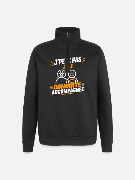 Conduite Accompagnée — Humour Auto - Sweat à zip 1/4 - noir
