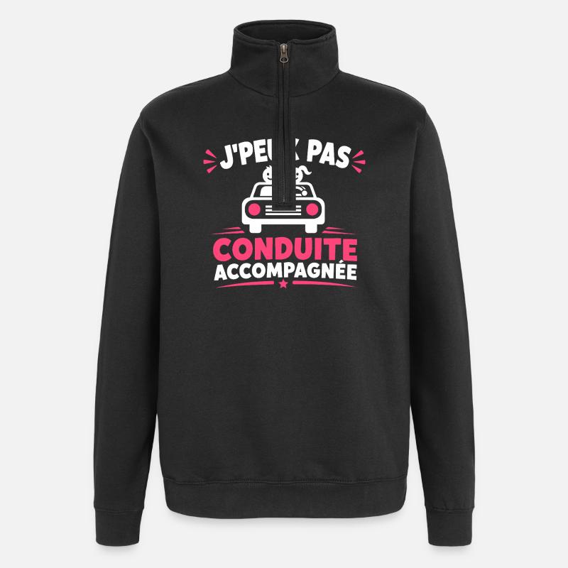 J'peux pas conduite accompagnée - Sweat à zip 1/4 - noir