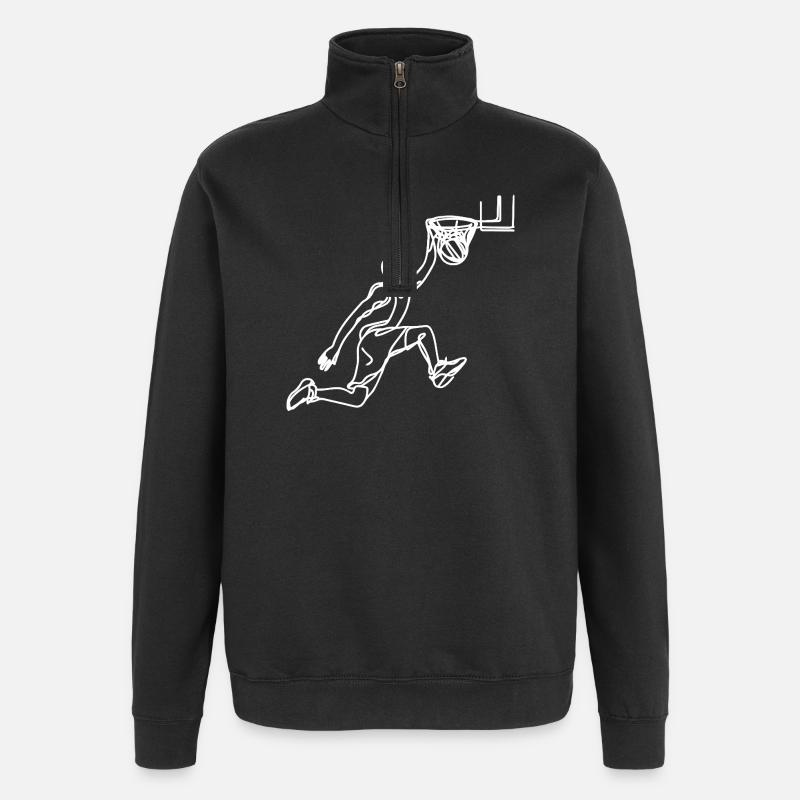 Basketballtrainer Zeichnung - Quarter-Zip-Sweatshirt - Schwarz