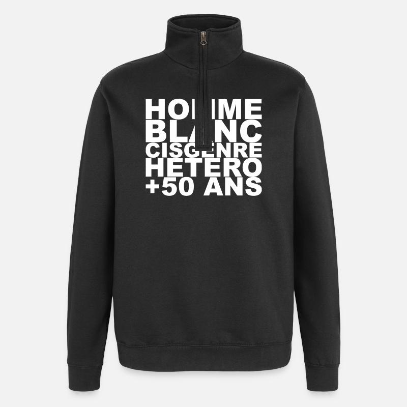 Homme_V1 - Sweat à zip 1/4 - noir