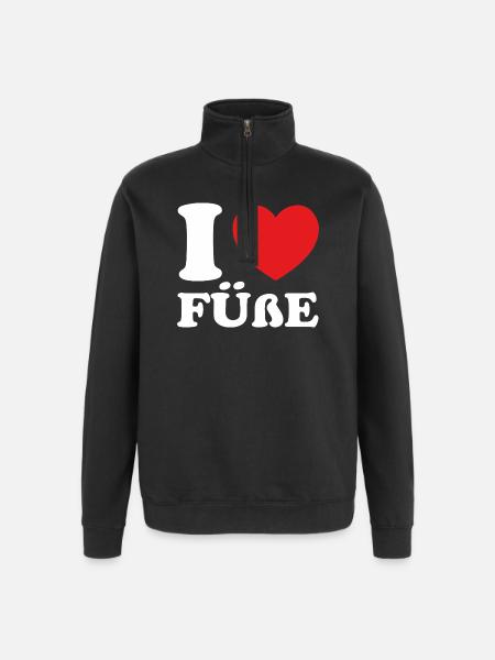 I love feet - Quarter-Zip Sweatshirt - black