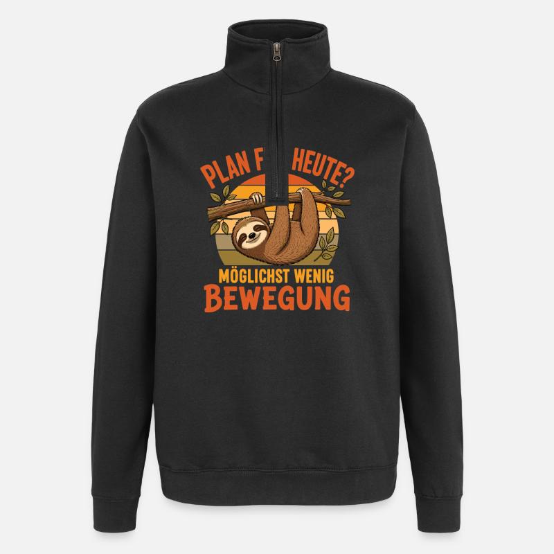 Faultier Plan Heute Wenig Bewegung Shirt - Quarter-Zip-Sweatshirt - Schwarz